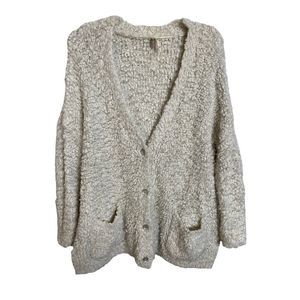 Free People teddy knit cream cardigan sweater oversize XS